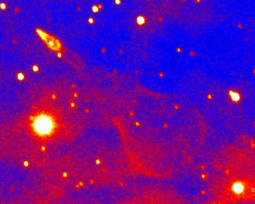 Загадочный пульсар PSR B2224 +65, известный как Guitar pulsar. Фото Palomar Observatory