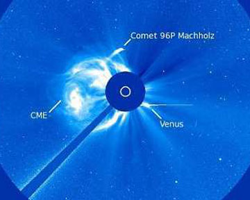SOHO получает снимки Солнца при помощи камер LASCO. Изображение NASA